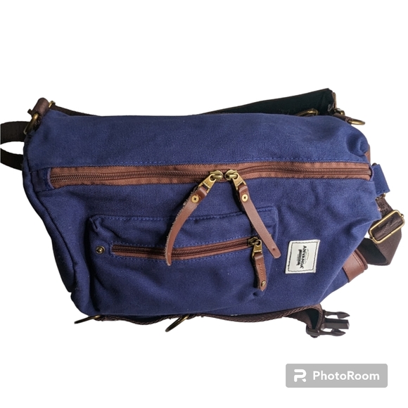 ANVÄNDA A Great Freakin Bag Blue Canvas Vegan Leather Padding Multi Purpose Use - Picture 15 of 16